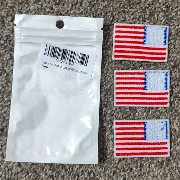 New In Package Pack Of 3 Small USA Flag Iron On Patches - Picture 4 of 4